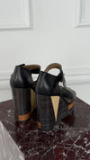 Black & Brown D'Orsay Wedge Sandals