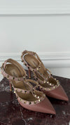 Dark Nude Rockstud Cage Pumps