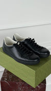 Black Mens Ace GG Embossed Leather Sneakers