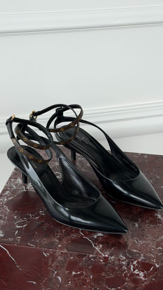Black & Monogram Legacy Sling Back Pump