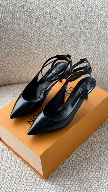 Black & Monogram Legacy Sling Back Pump
