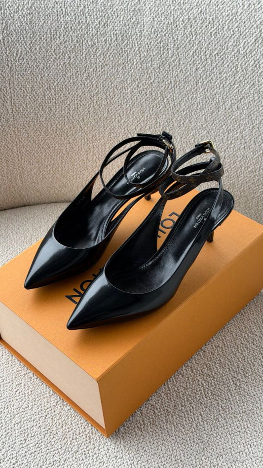 Black & Monogram Legacy Sling Back Pump