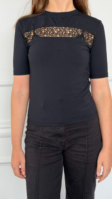Black Monogram Mesh T-Shirt
