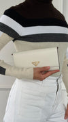 Cream Madras Wallet On Chain