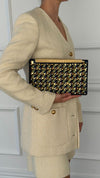 Black Minaudière Clutch With Multicolour Embellishments With GHW