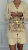 Beige & Multi Mini Python Leather Peekaboo Handbag