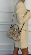 Beige & Multi Mini Python Leather Peekaboo Handbag