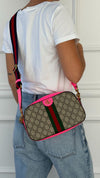 Fluorescent Fuchsia Small Ophidia GG Crossbody Bag