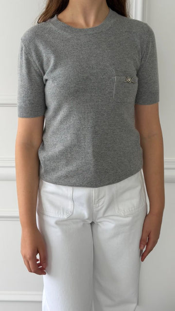 Grey Marl Knit Top