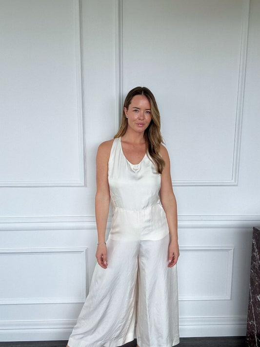 Cream Silk Jumpsuit