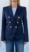 Navy Double Breasted Wool Blazer 38